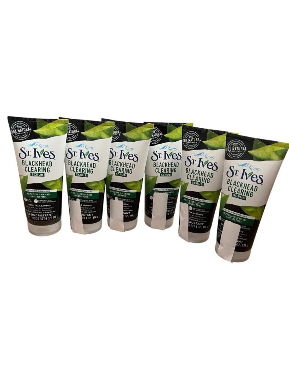 6X St Ives Blackhead Clearing Exfoliating Face Scrub, Green Tea & Bamboo 6oz New